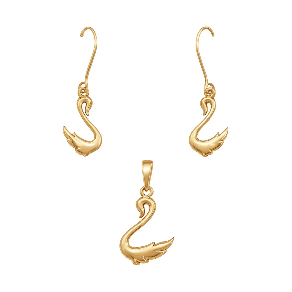 نیم ست طلا مینیمالیست طرح قو