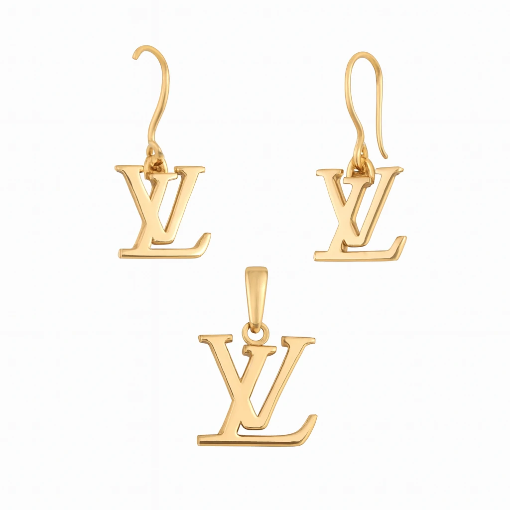 نیم ست طلا مینیمالیست طرح لویی ویتون مدل شقایق