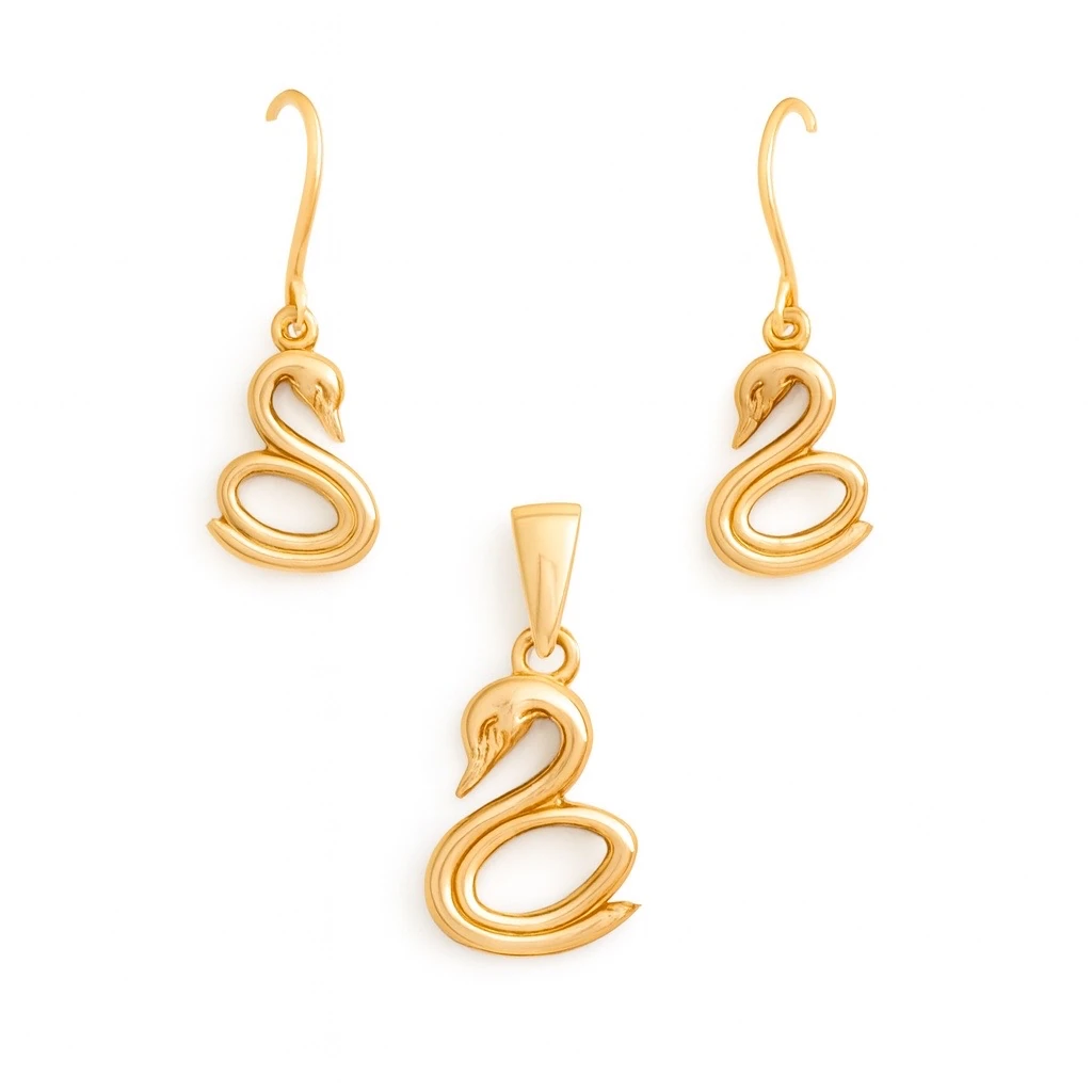 نیم ست طلا مینیمالیست طرح مرغابی