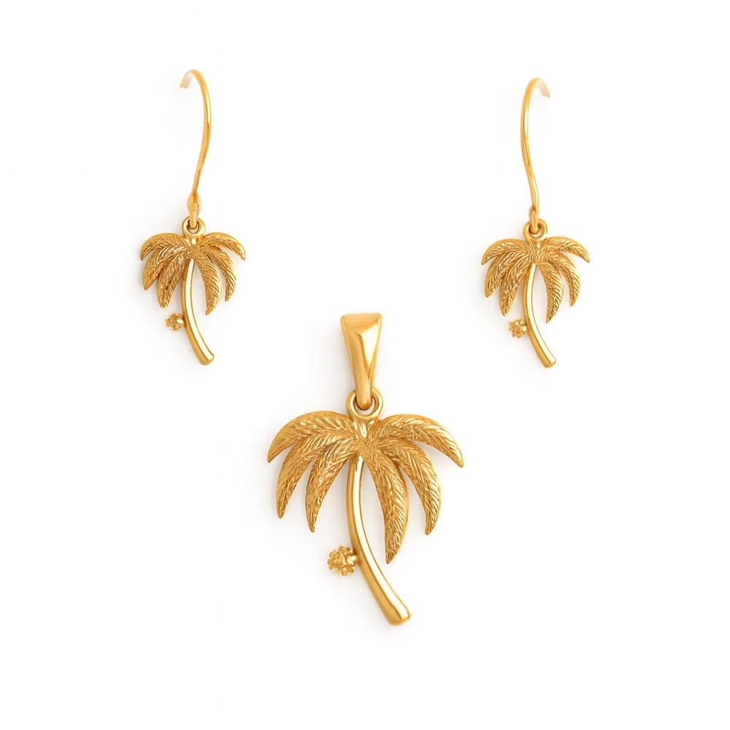 نیم ست طلا مینیمالیست طرح نخل