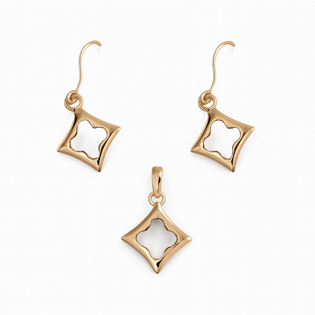 نیم ست طلا مینیمالیست طرح ونکلیف مدل حریر