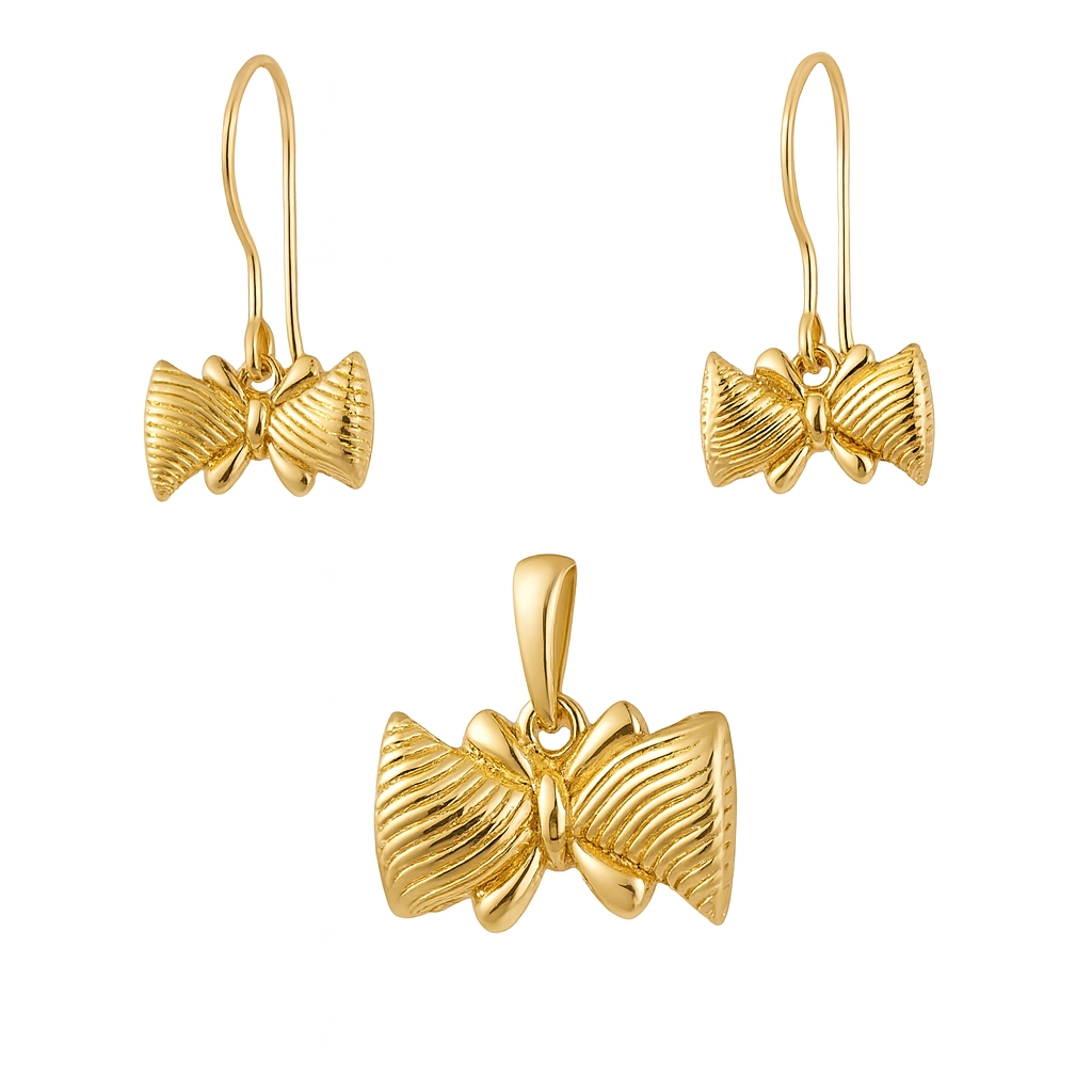 نیم ست طلا مینیمالیست طرح پاپیون مدل شبنم