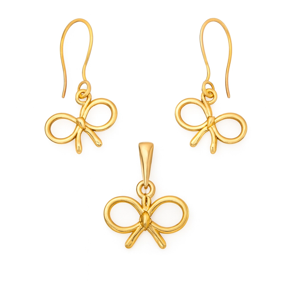 نیم ست طلا مینیمالیست طرح پاپیون مدل یکتا