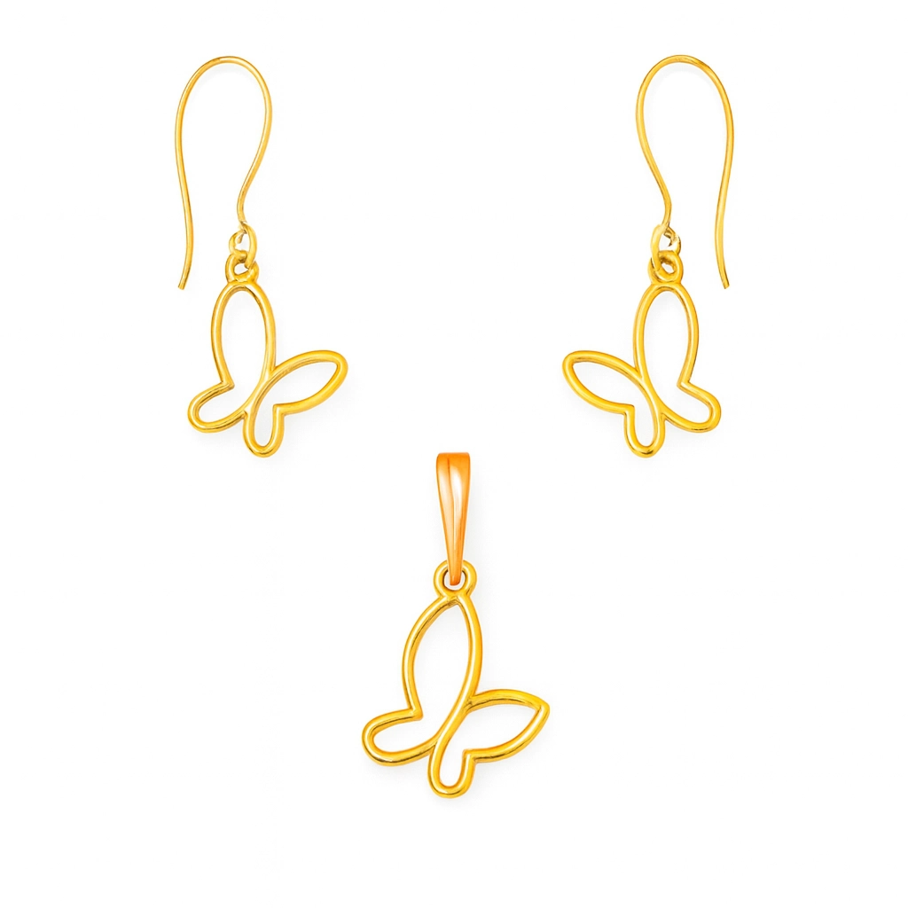 نیم ست طلا مینیمالیست طرح پر پروانه