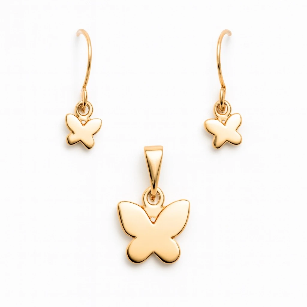 نیم ست طلا مینیمالیست طرح پروانه مدل بهاران