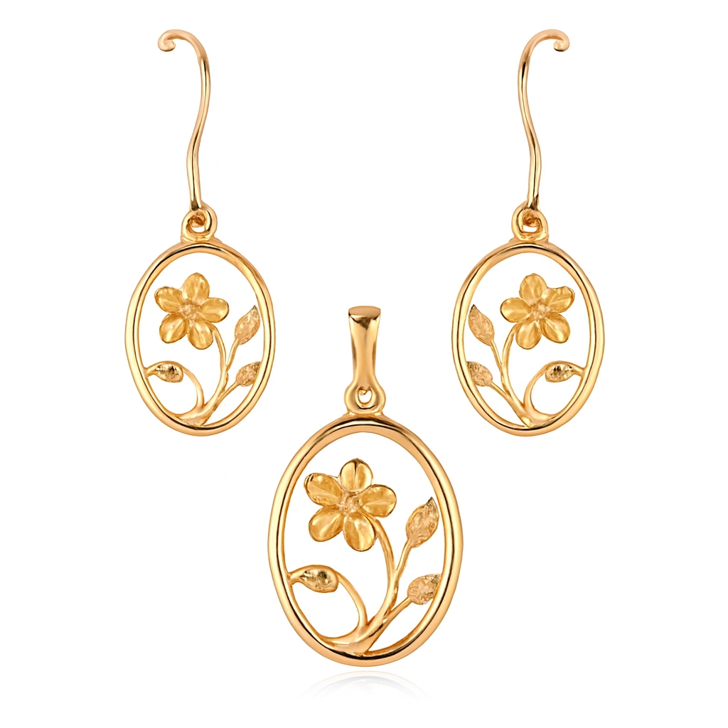 نیم ست طلا مینیمالیست طرح گل رخ