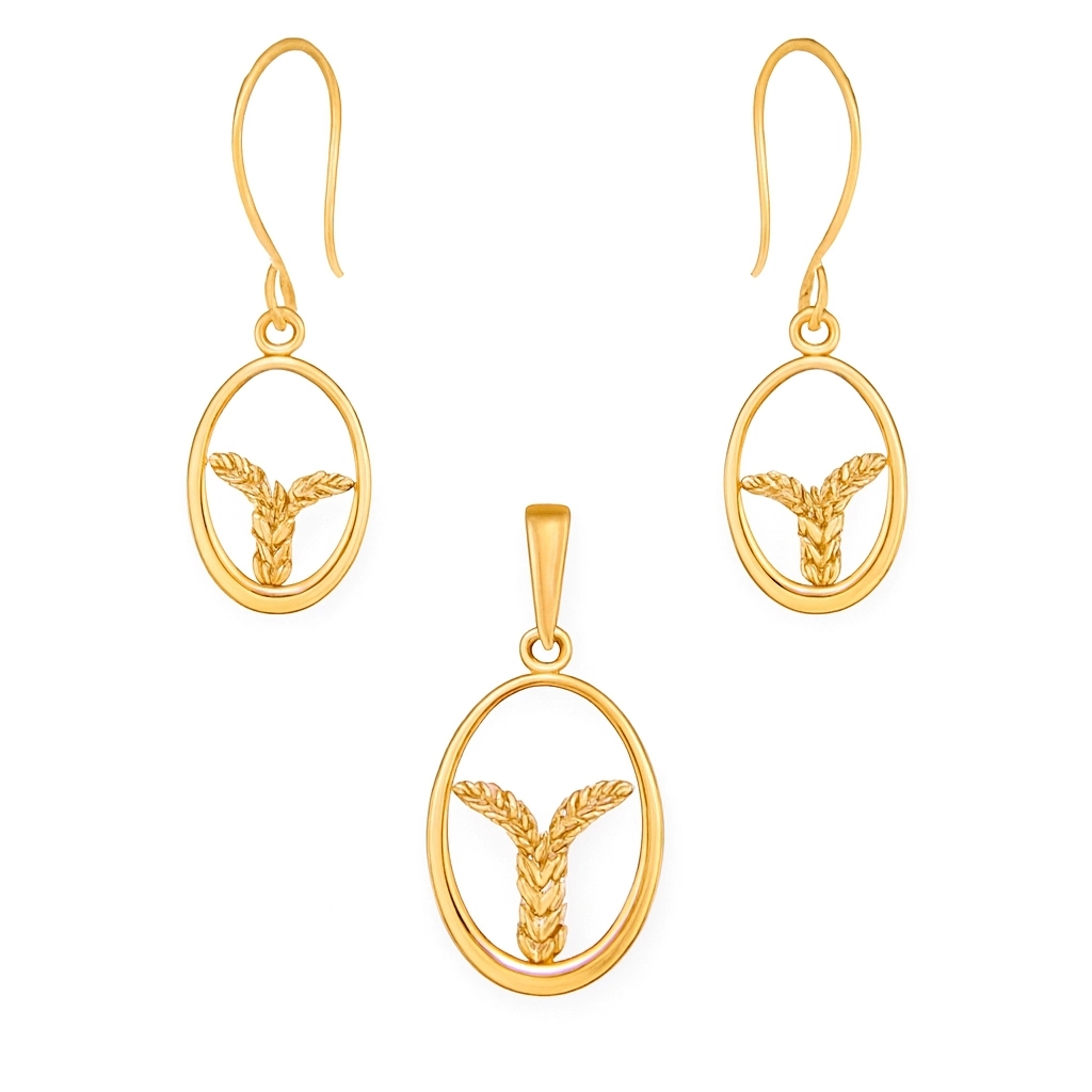 نیم ست طلا مینیمالیست طرح گندم