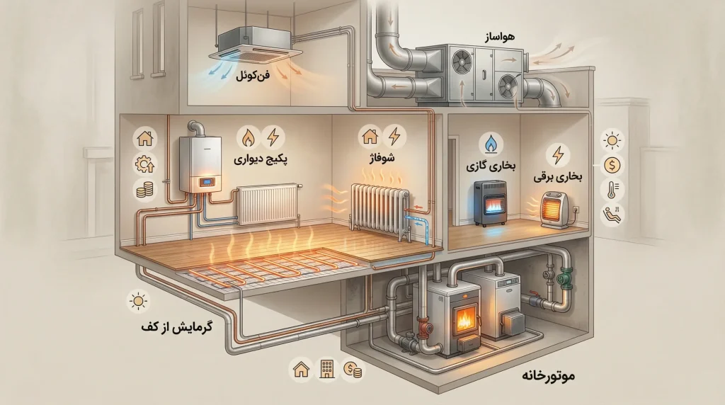 انواع سیستم گرمایشی و مقایسه آن‌ها