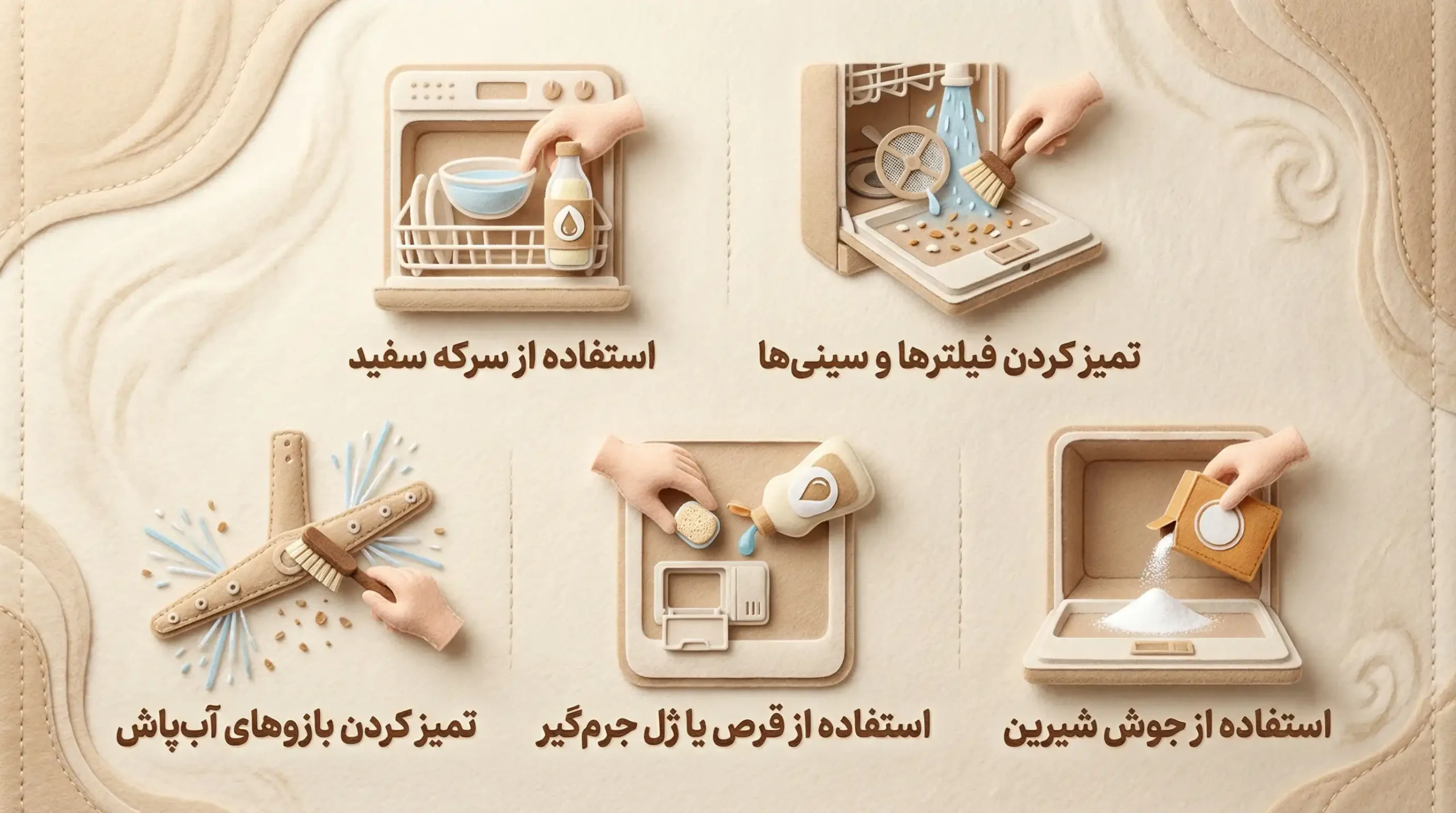 5 روش جرم گیری ماشین ظرفشویی