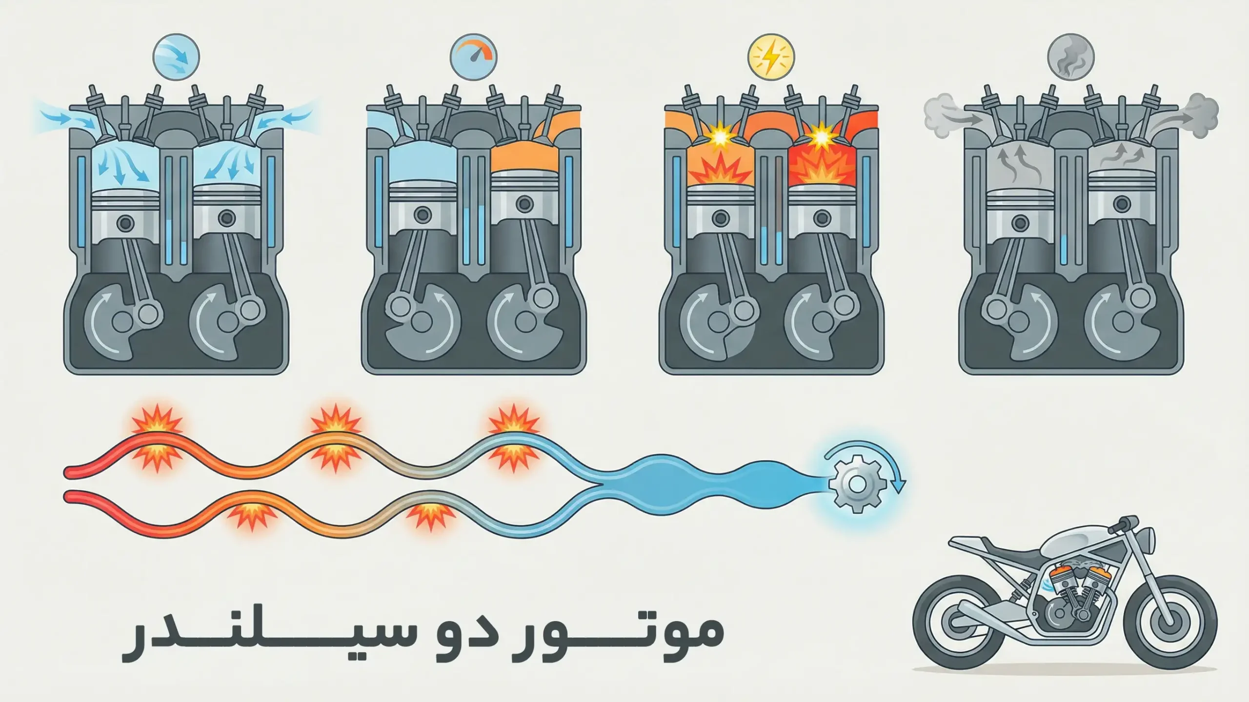 نحوه عملکرد موتور دو سیلندر