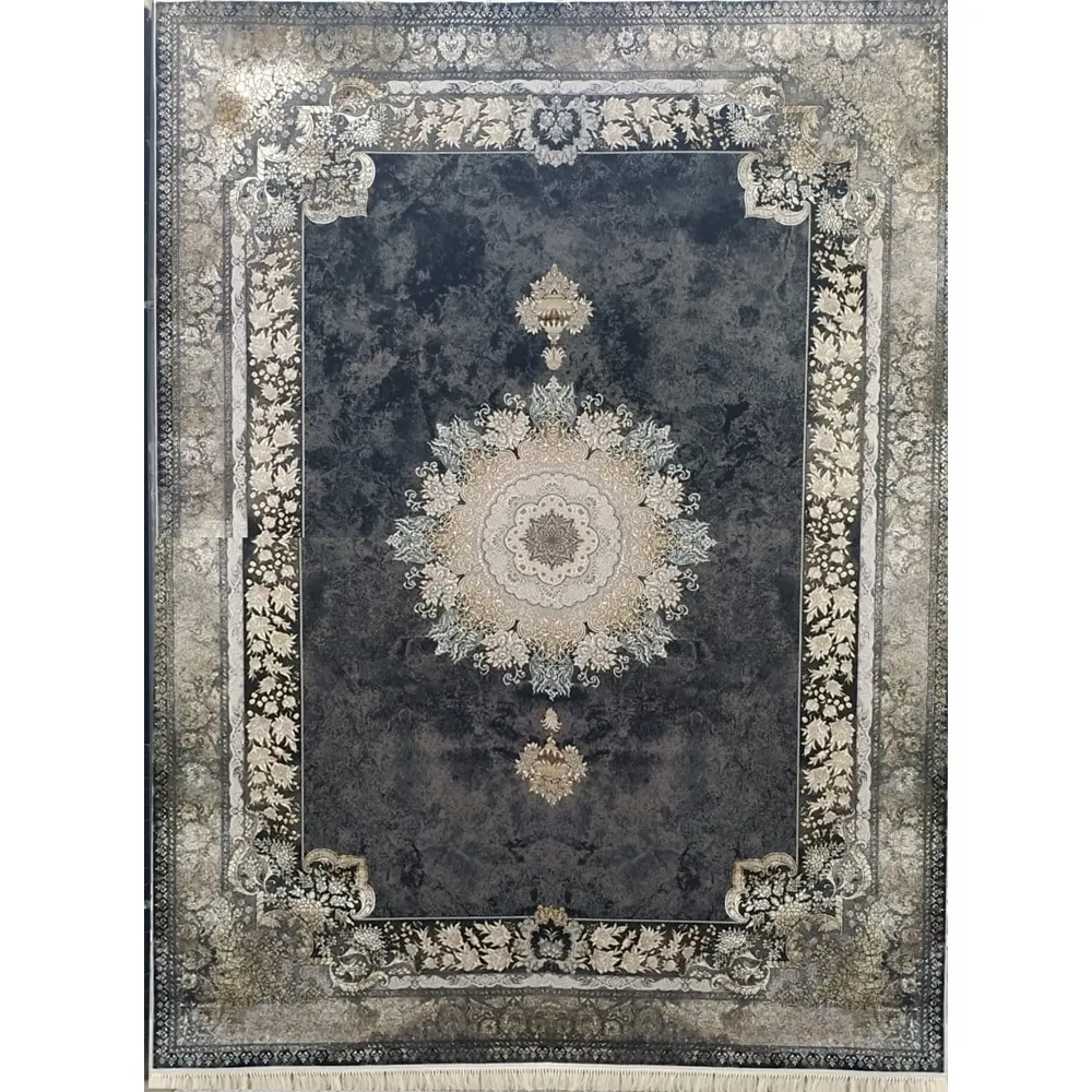 فرش 700 شانه تراکم 2550 نگین فیروزه مدل دیدار زمینه سرمهای