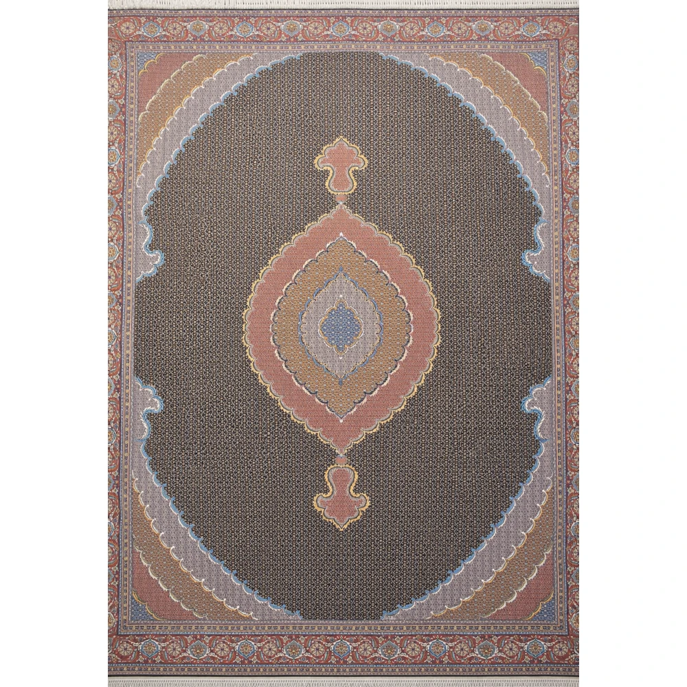 فرش 700 شانه آکرلیک تراکم 2550 کمیل مدل تیغ ماهی 2001 رنگ زمینه قهوه ای