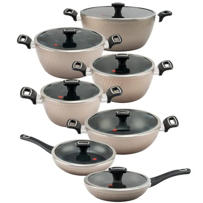سرویس قابلمه ام جی اس 14 پارچه فورج کد FR06 Titanium