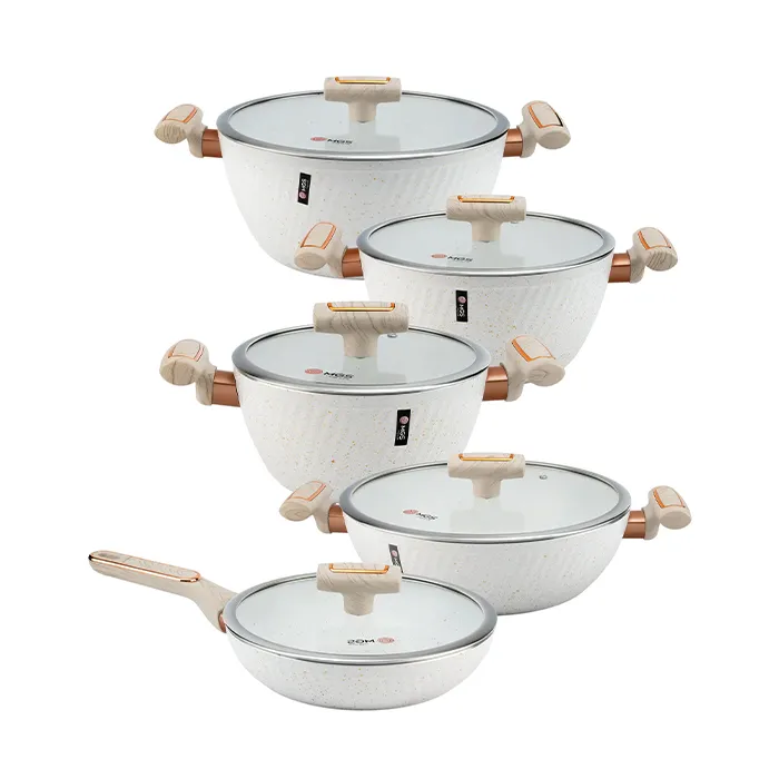 سرویس قابلمه 10 پارچه طرح فورج FR07 White Marble