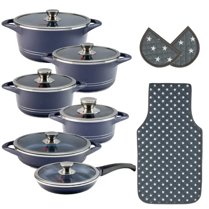 سرویس قابلمه 15 پارچه ام جی اس طرح ایتالیا B Navy Marble