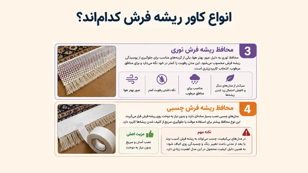تصویری از محافظ ریشه فرش توری و چسبی