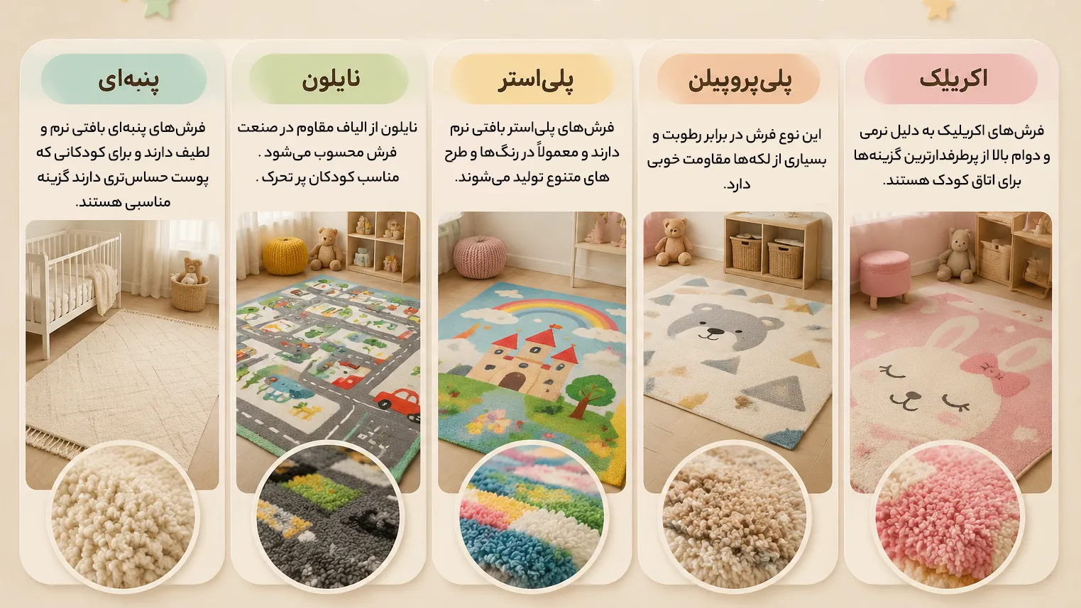 جنس های مختلف فرش کودک