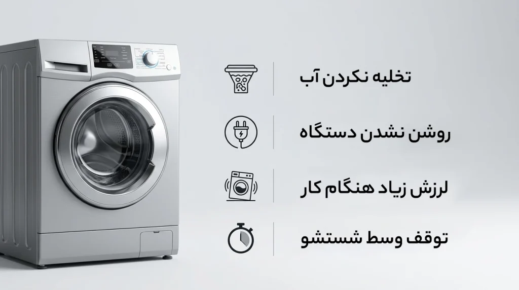 مشکلات رایج ماشین لباسشویی آزمایش