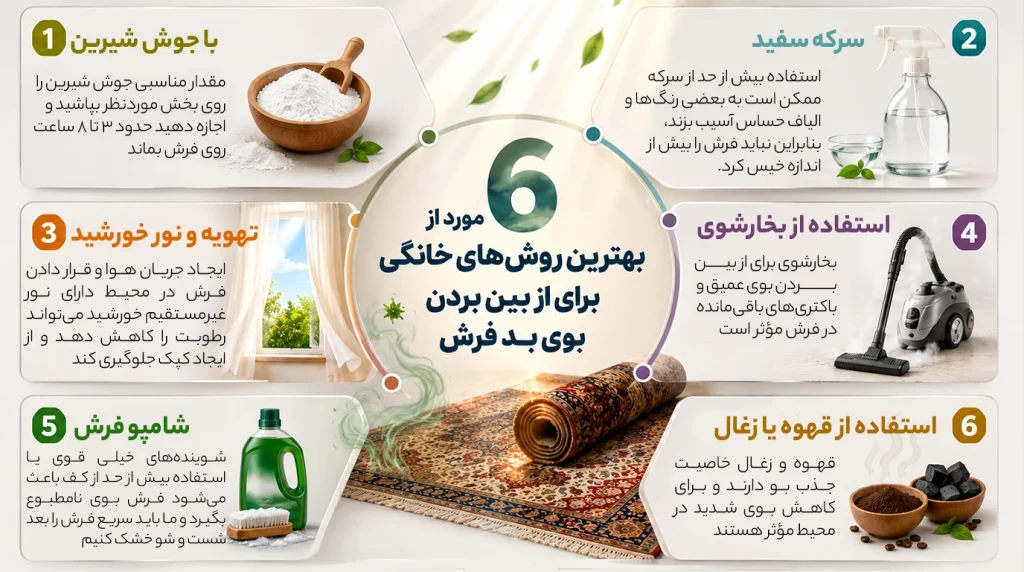 بهترین روشهای خانگی برای از بین بردن بوی بد فرش