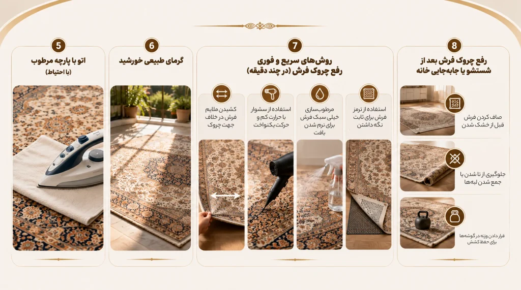 روشهای رفع چروک فرش ماشینی در خانه