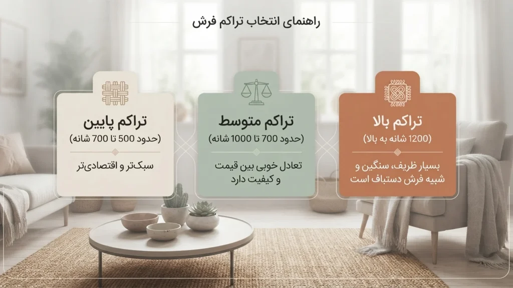 انواع تراکم فرش ماشینی استاندارد