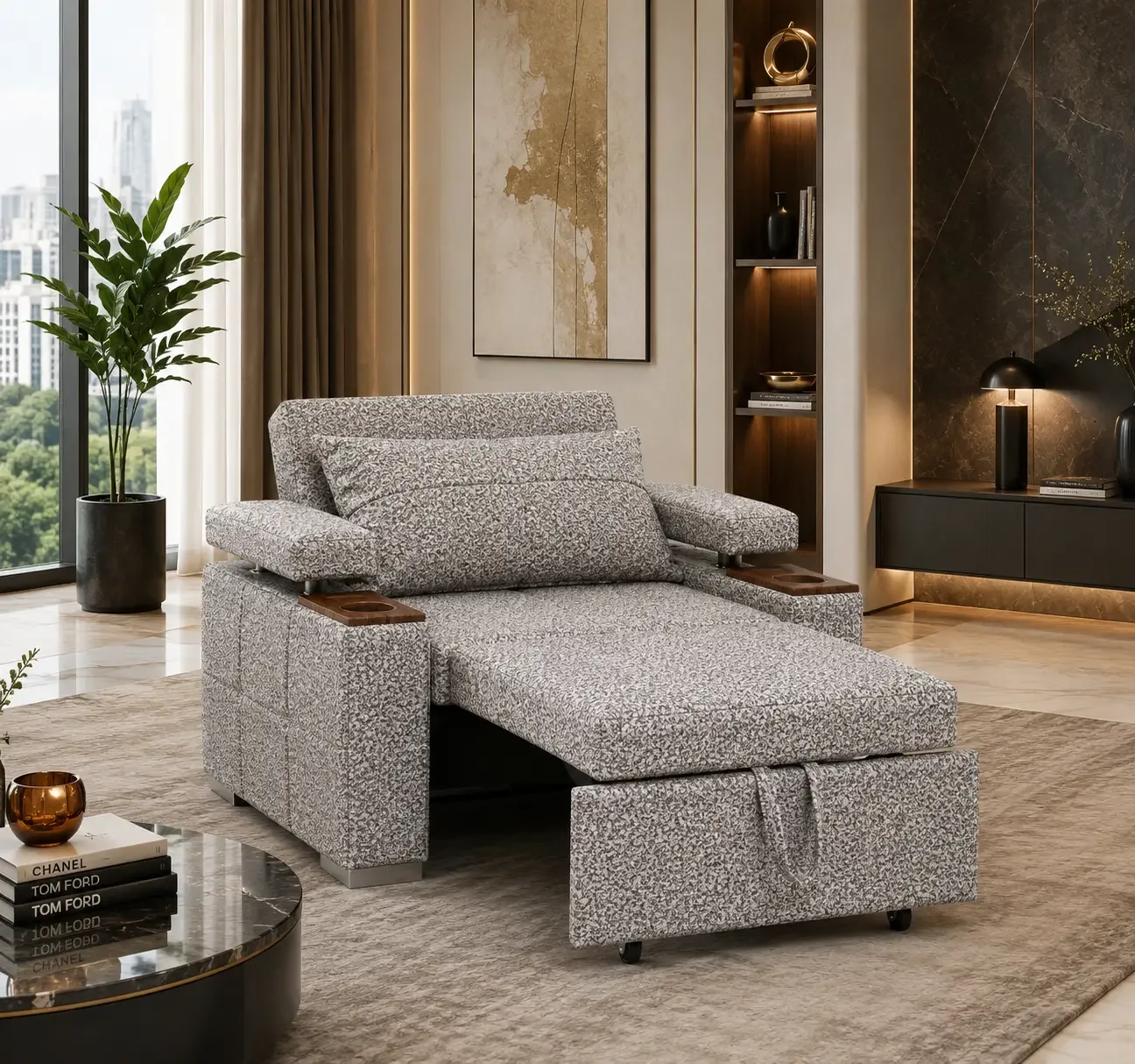 مبل تخت خوابشو ریلی تک نفره (عرض ۸۰) اورنگ پارچه لینا دیبا بافت مشهد
