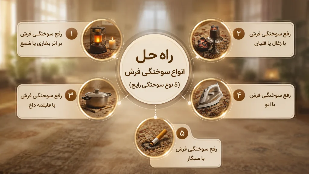 راه حل انواع سوختگی فرش (5 نوع سوختگی رایج)
