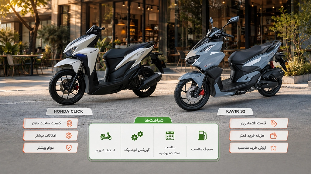 شباهت‌ها و تفاوت های هوندا کلیک اصلی و موتور طرح کلیک کویر