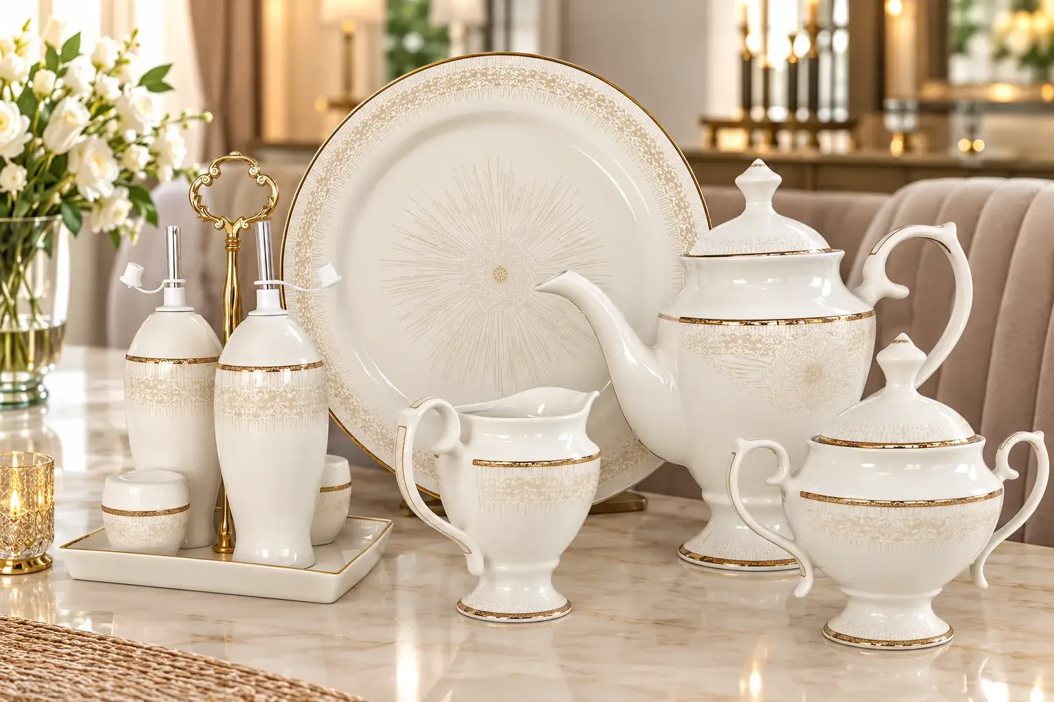 سرویس چینی پردیس مدل سان شاین 30پارچه طلایی 6011B
