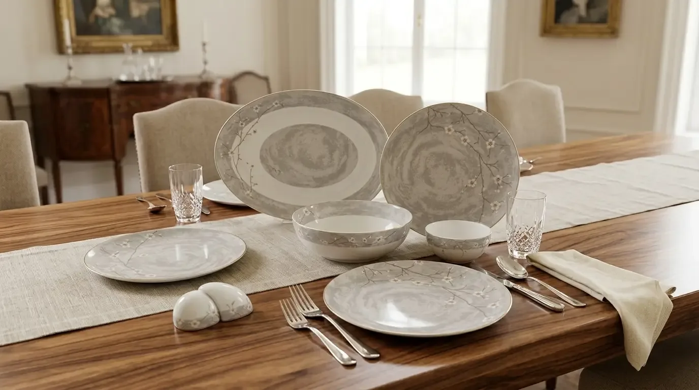 سرویس 6 نفره چینی پرسل bone china طوسی 27 پارچه کد 90111-CU
