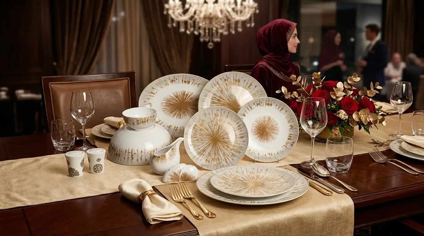 سرویس 6 نفره چینی پرسل bone china گل طلایی برجسته 29 پارچه کد 140035-MG